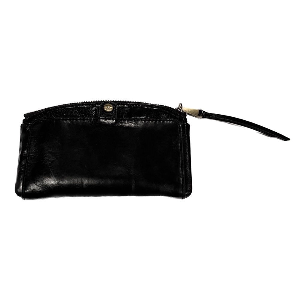 Compact Black Leather HOBO Wallet